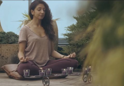 Still from Mindfulness Matter and Pax Tandon meditatiing